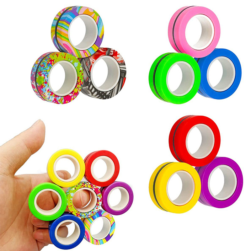 Fidget Spinner Bearing - 3PCS Fingertip Magnetische Ringe Bunte Relief
