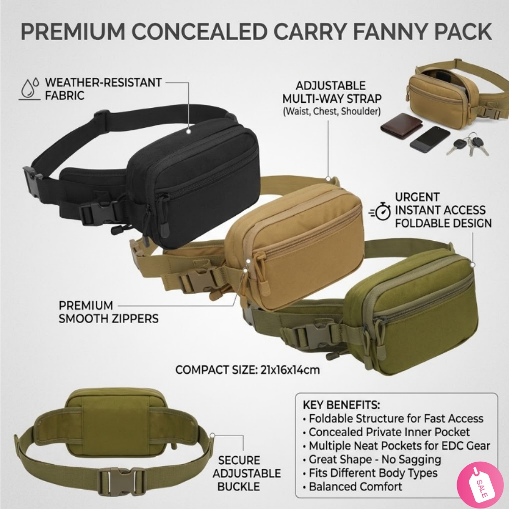 Edc Concealed Carry Fanny Pack - Taktische Verdeckte Tragetasche für Männer Wasserdichte